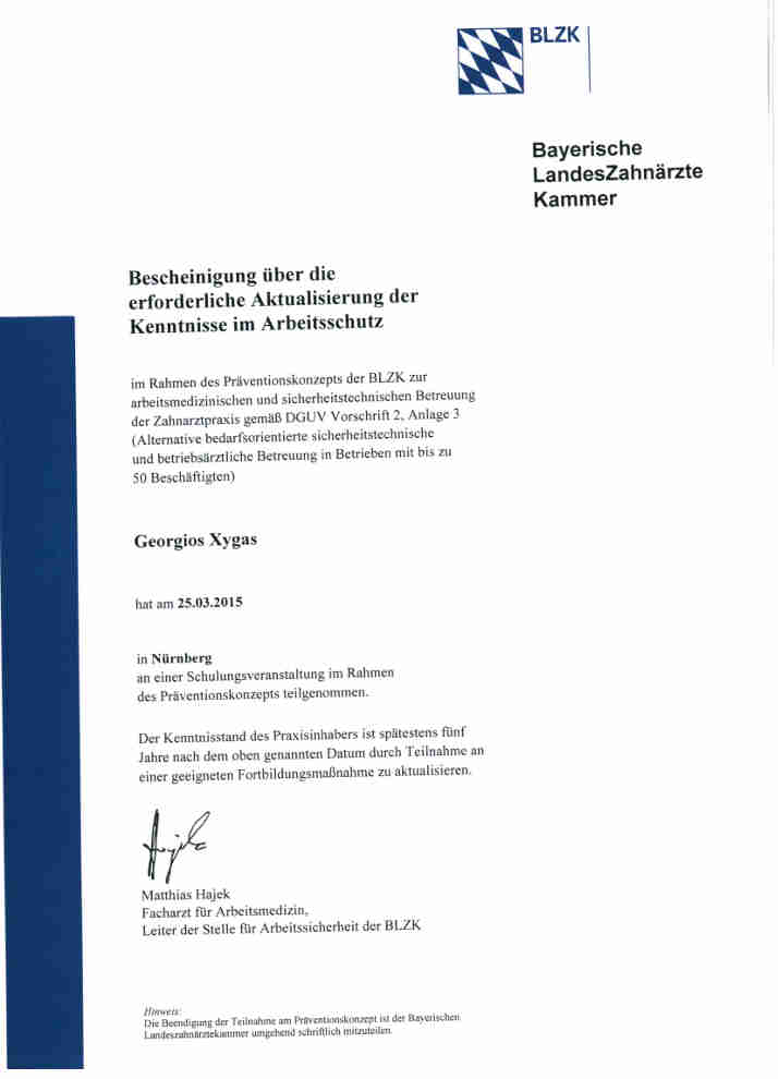 Zertifikat Deutschen Gesellschaft für Parodontologie e.V.